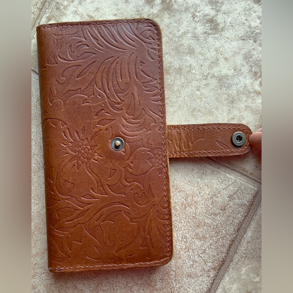 Portland Leather Goods Embossed Brown Wallet - Picture 7 of 14